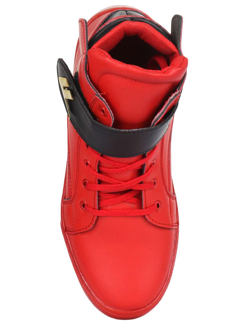 red leatherette lace up sneakers - 16685919 -  Standard Image - 2