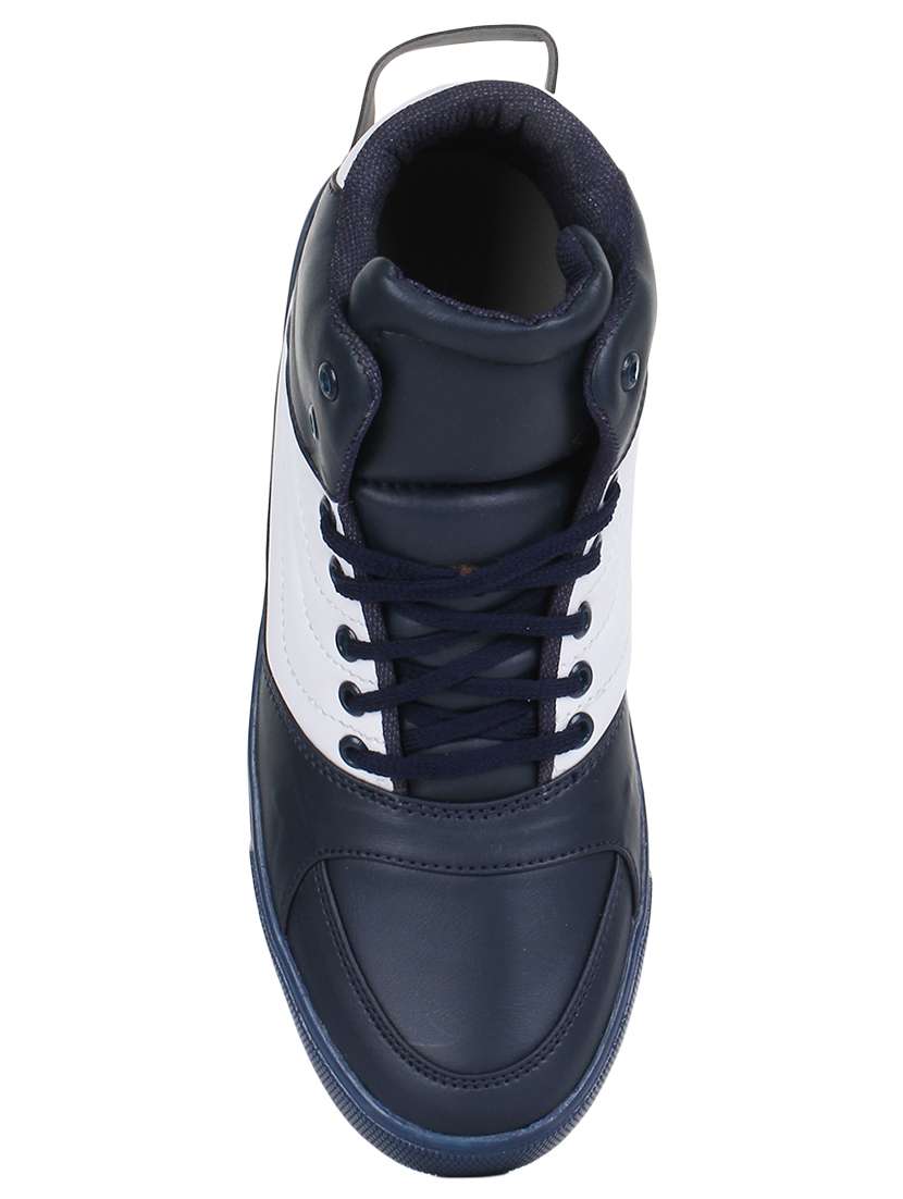 blue leatherette lace up sneakers - 16685922 -  Standard Image - 2