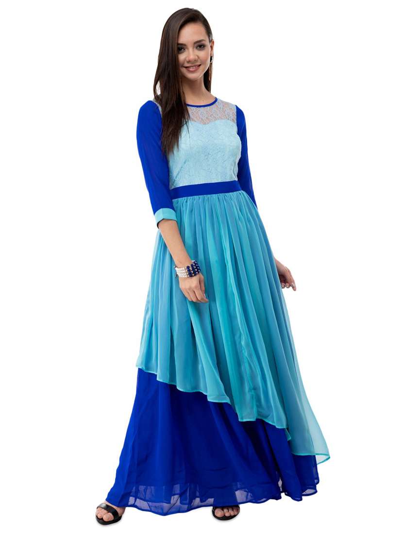 round neck layered gown 