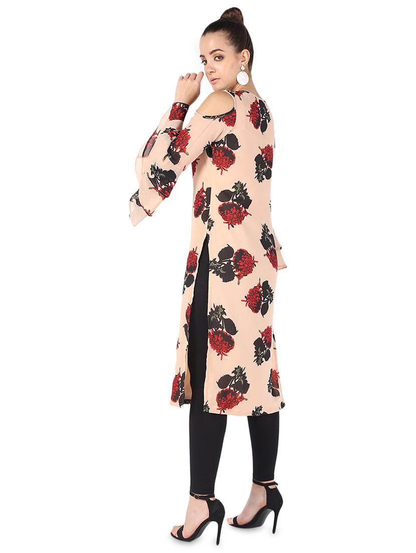 floral printed bell sleeves straight kurta - 16695715 - Standard Image - 2