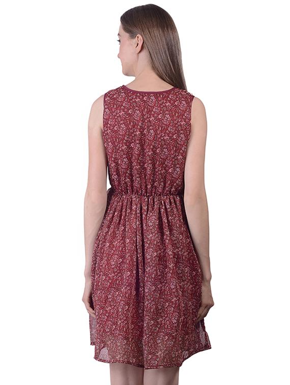round neck gathered a-line dress - 16695750 - Standard Image - 2