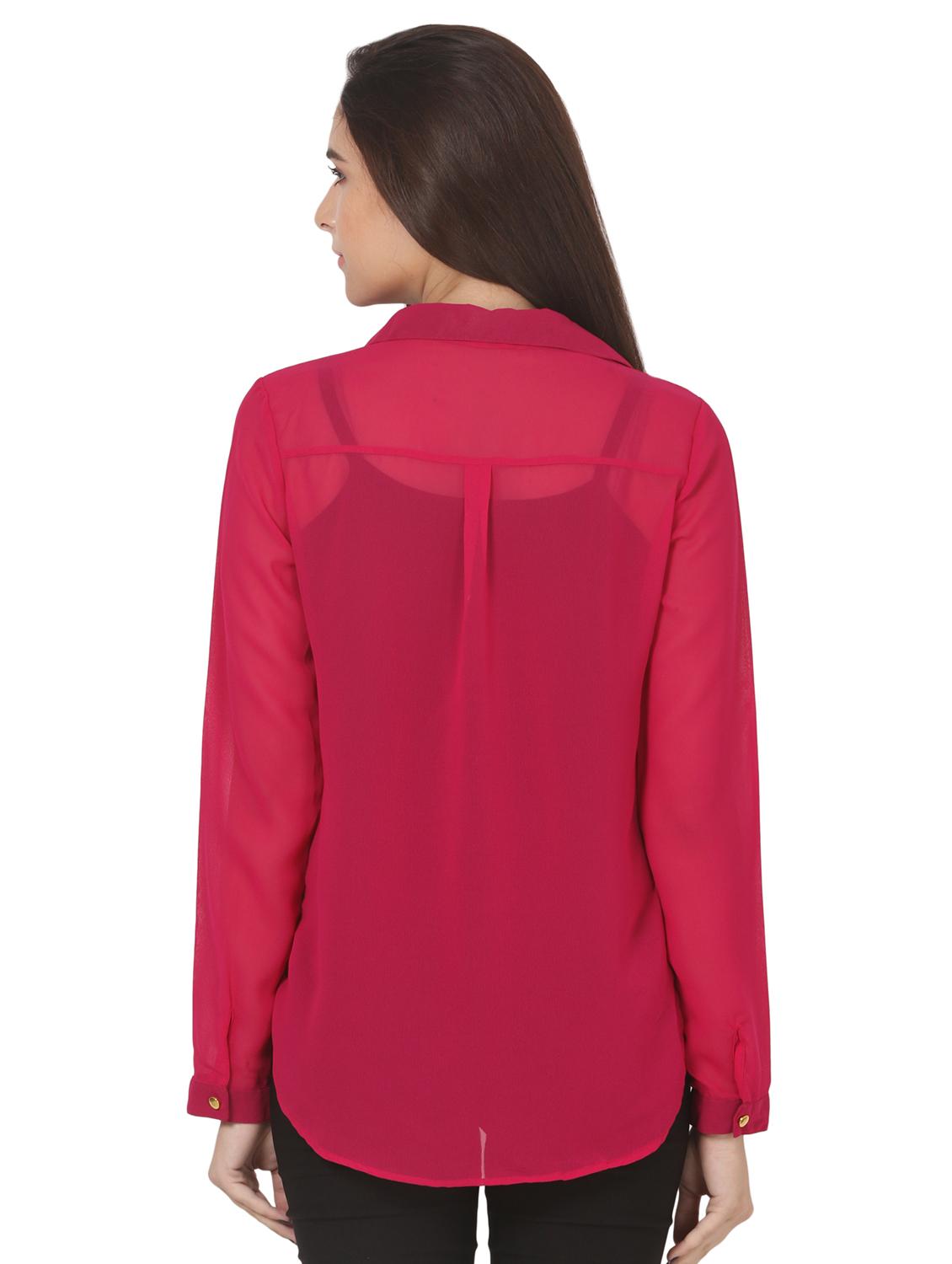 long sleeved curved hem shirt - 16695757 - Standard Image - 2