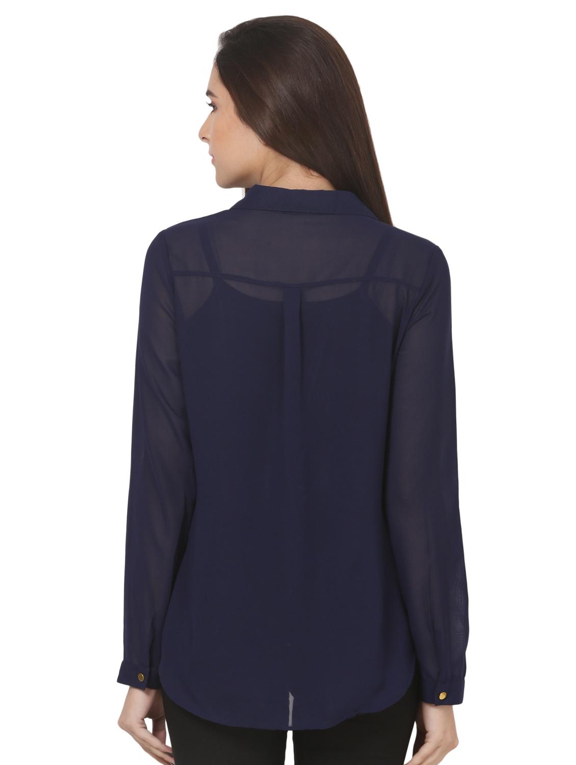 long sleeved curved hem shirt - 16695759 - Standard Image - 2