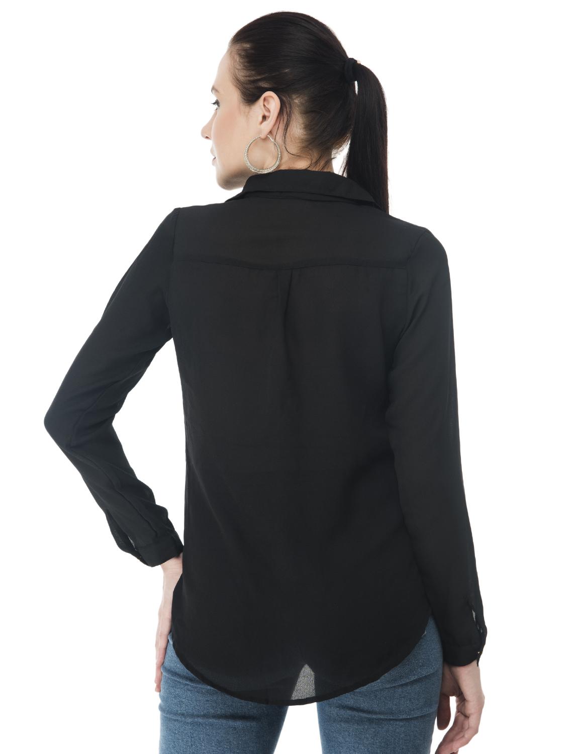 long sleeved curved hem shirt - 16695763 - Standard Image - 2
