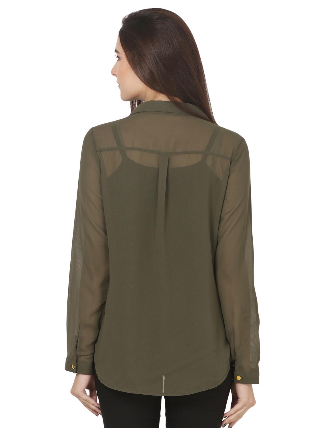 long sleeved curved hem shirt - 16695764 - Standard Image - 2