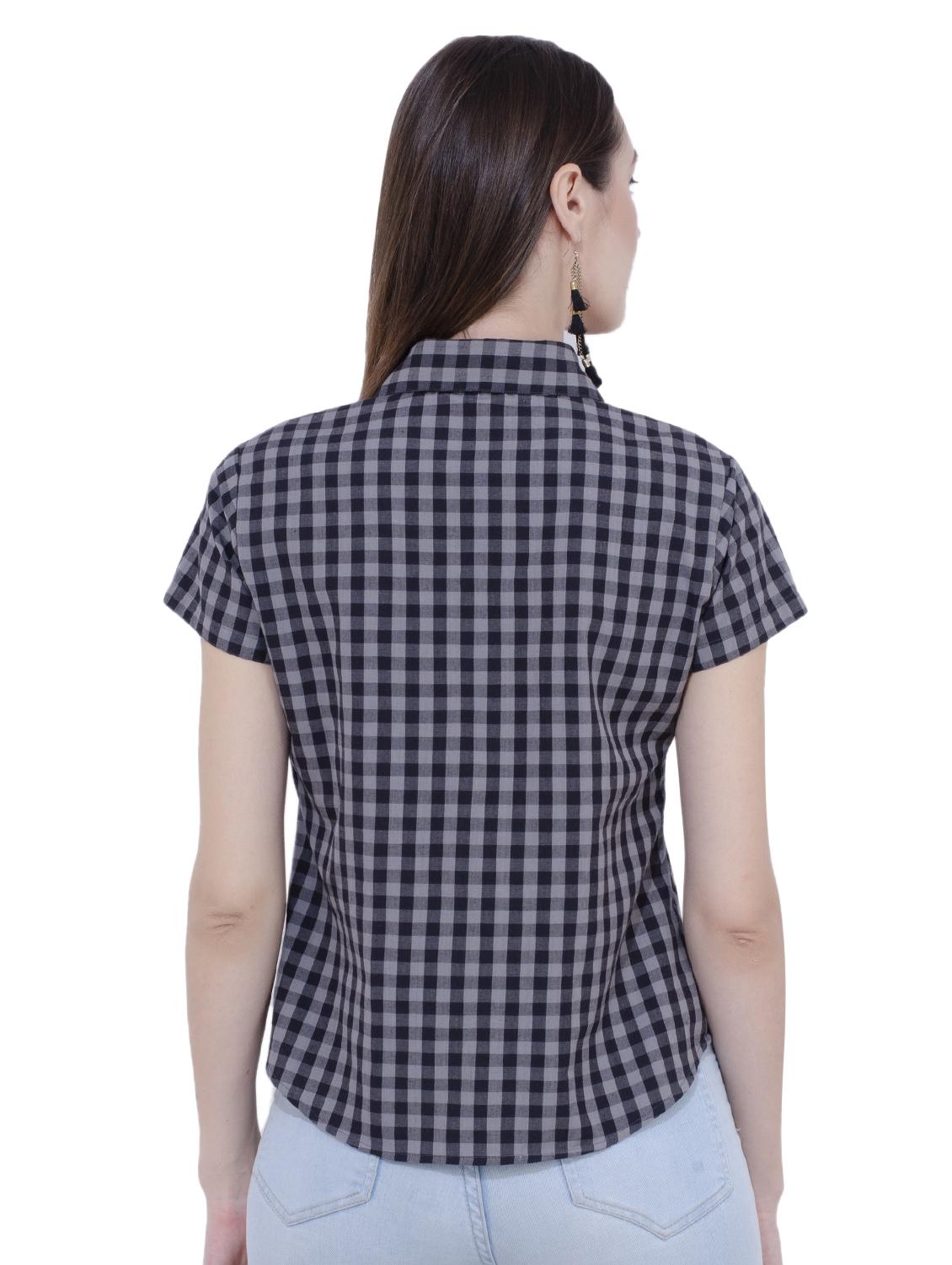 curved hem gingham shirt - 16695769 - Standard Image - 2