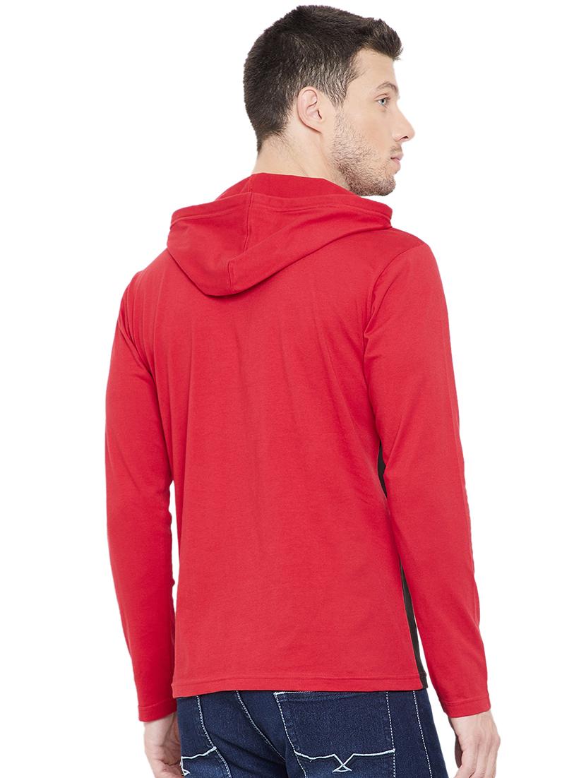 red color block hooded t-shirt - 16696101 - Standard Image - 2