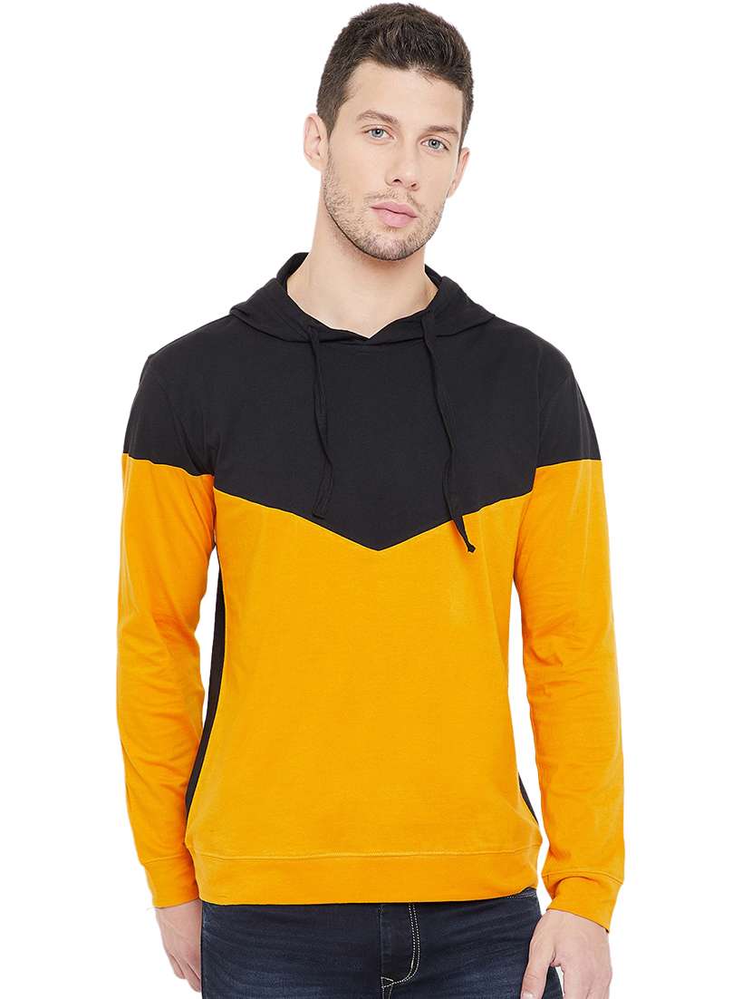 yellow color block cut & sew t-shirt