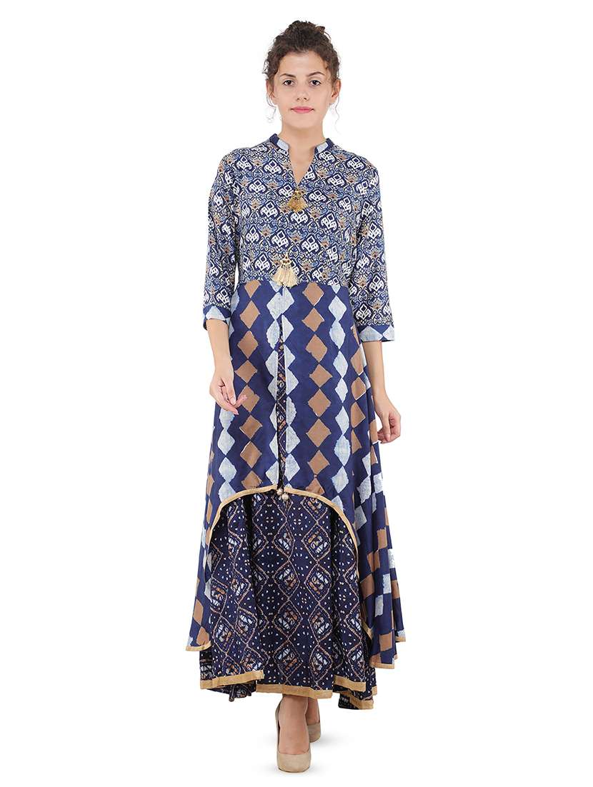 indigo layered kurta