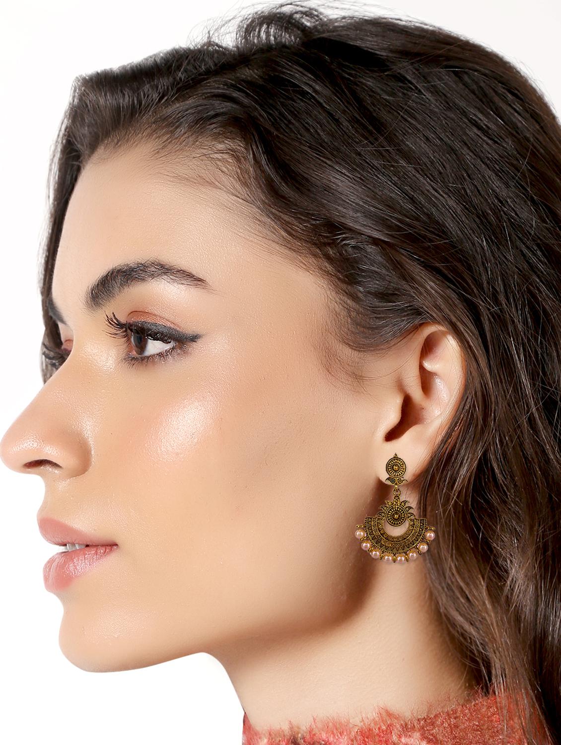 pink gold plated drop earring - 16697544 - Standard Image - 2