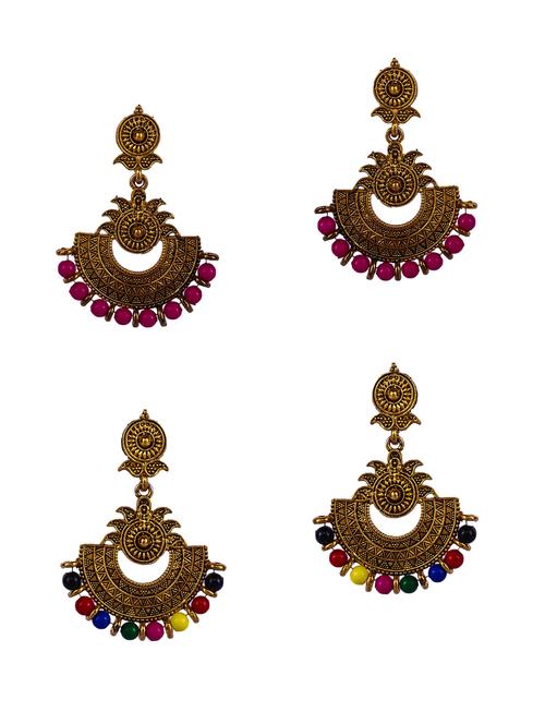 multi colored gold plated drop earring - 16697566 -  Standard Image - 0