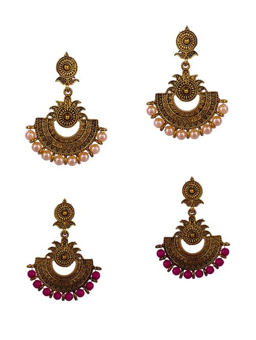 multi colored gold plated studs earring - 16697567 - Standard Image - 0