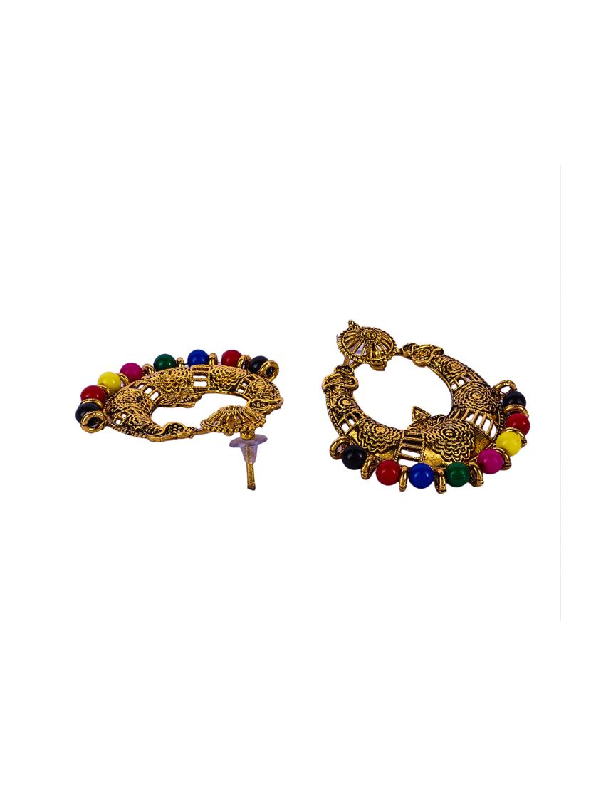 multi colored gold plated studs earring - 16697571 - Standard Image - 2