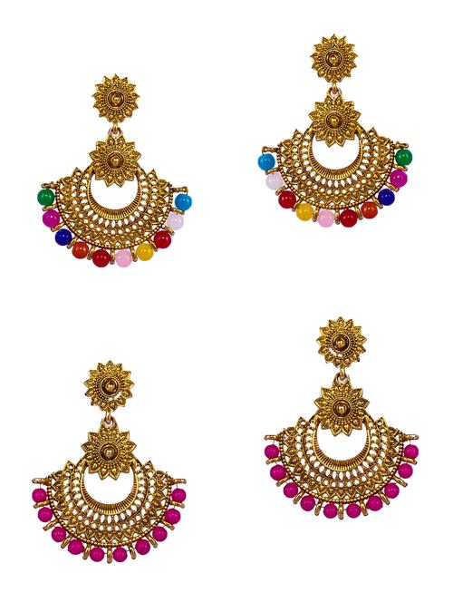 multi colored gold plated studs earring - 16697572 - Standard Image - 0