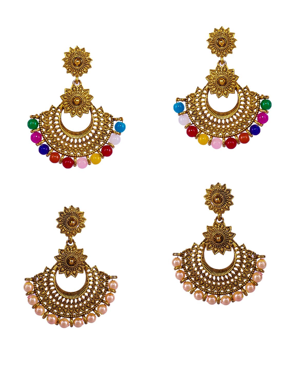 multi colored gold plated drop earring - 16697574 - Zoom Image - 0