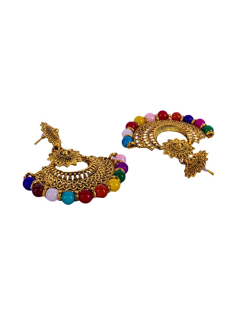 multi colored gold plated drop earring - 16697574 - Standard Image - 2