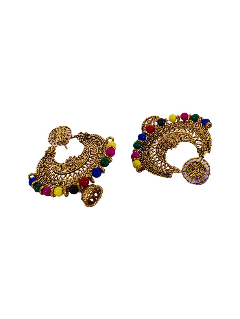 multi colored gold plated drop earring - 16697577 - Standard Image - 2
