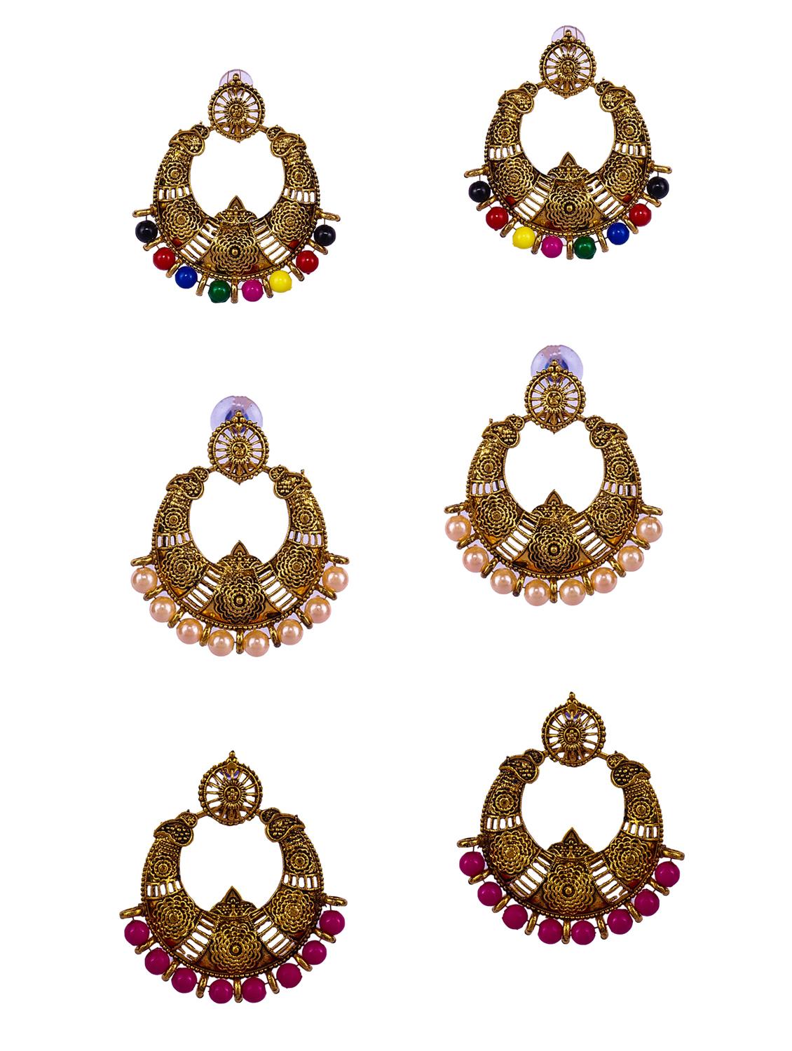 multi colored gold plated combo's. earring - 16697583 -  Zoom Image - 0