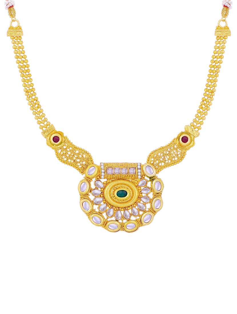 green gold plated necklaces and earring - 16697777 - Standard Image - 2