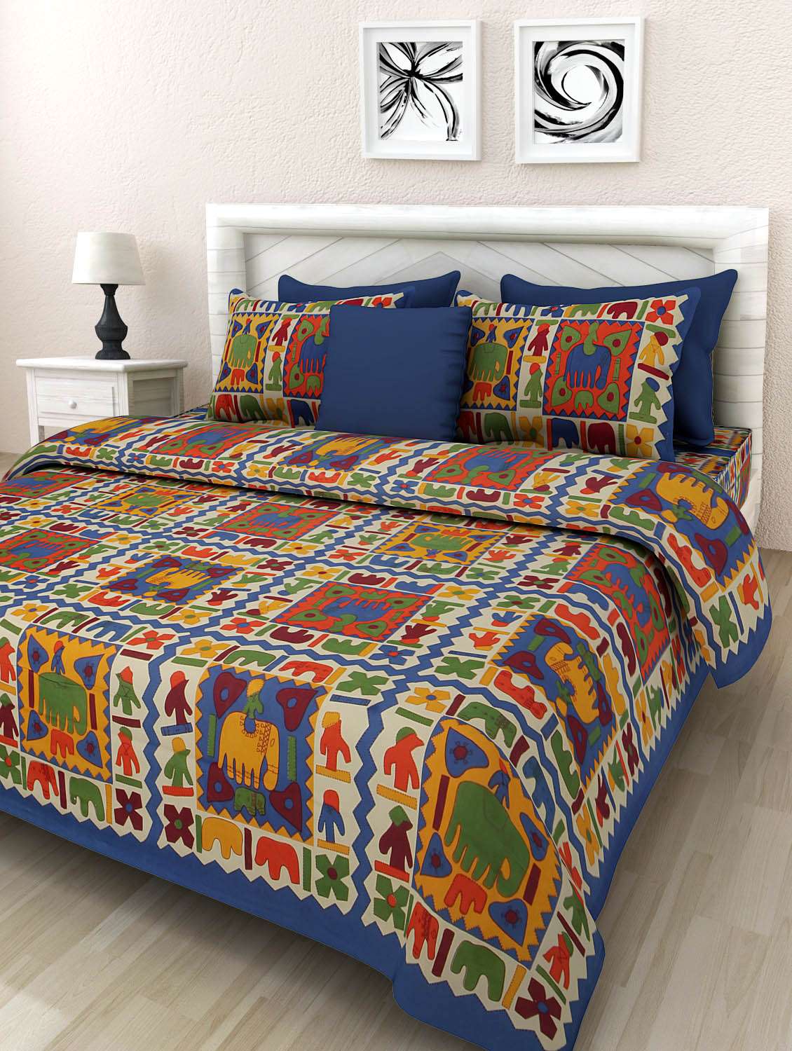  cotton double bedsheet with 2 pillow cover