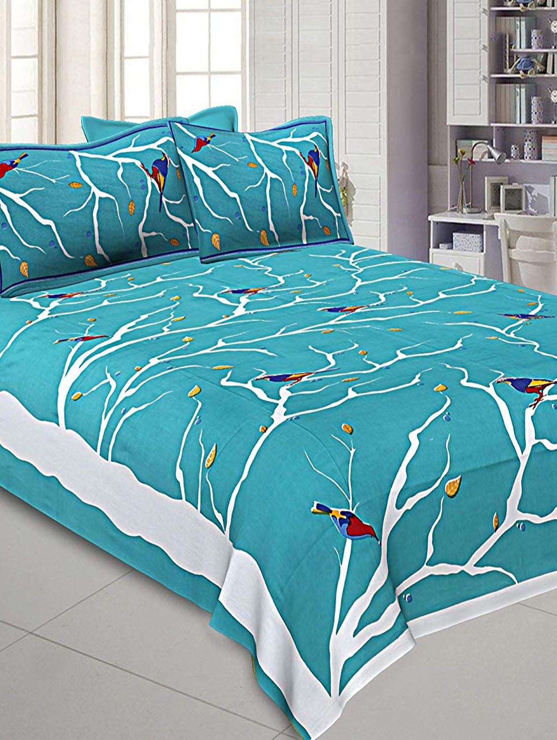 jaipuri printed king size bedsheet