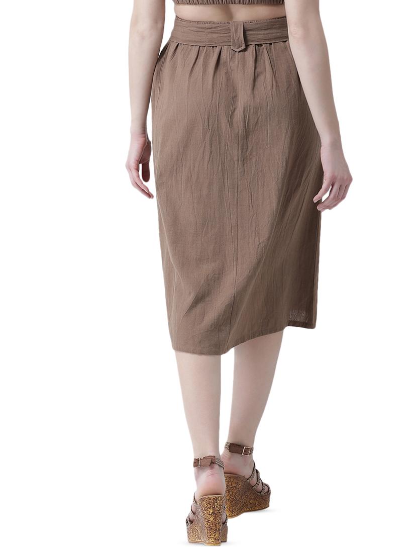 tie front button up a-line skirt - 16699844 - Standard Image - 2