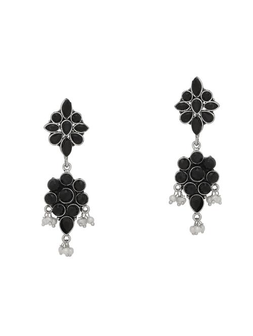 black silver tone brass drop earring - 16700040 - Standard Image - 0