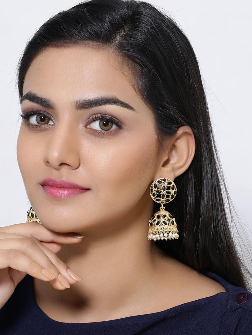 gold black tone brass drop earring - 16700053 - Standard Image - 2
