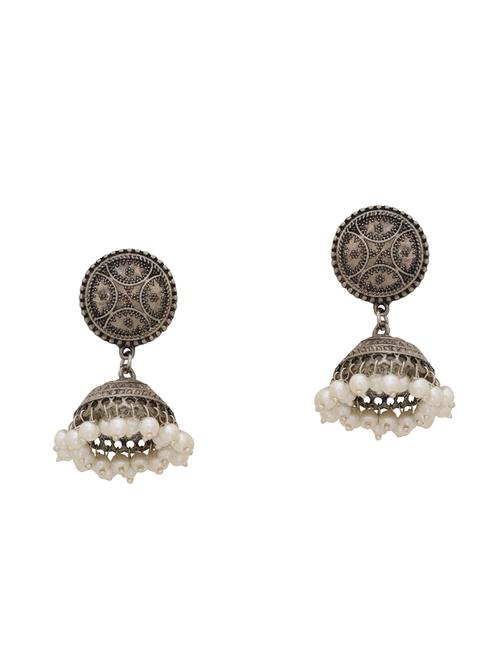 silver brass jhumka earring - 16700056 - Standard Image - 0