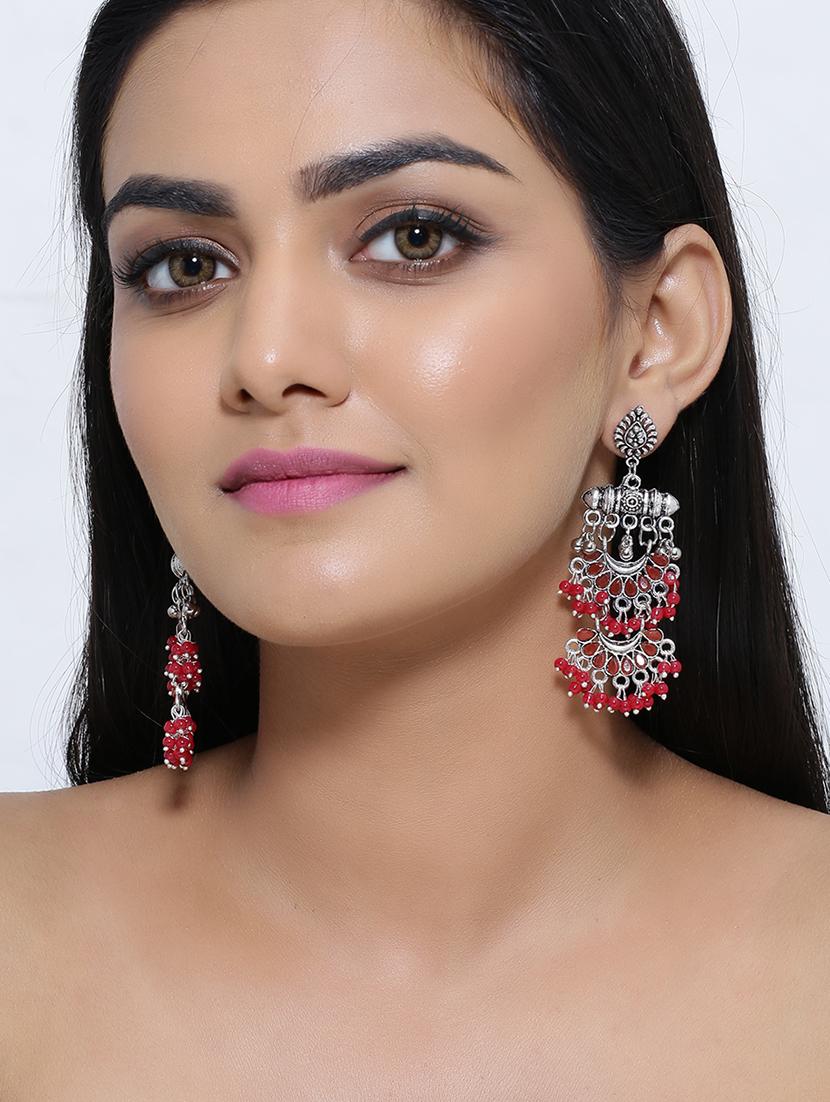 red brass drop earring - 16700061 - Standard Image - 2