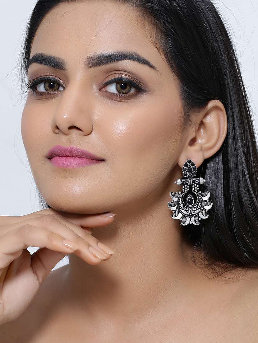 silver brass drop earring - 16700063 -  Standard Image - 2