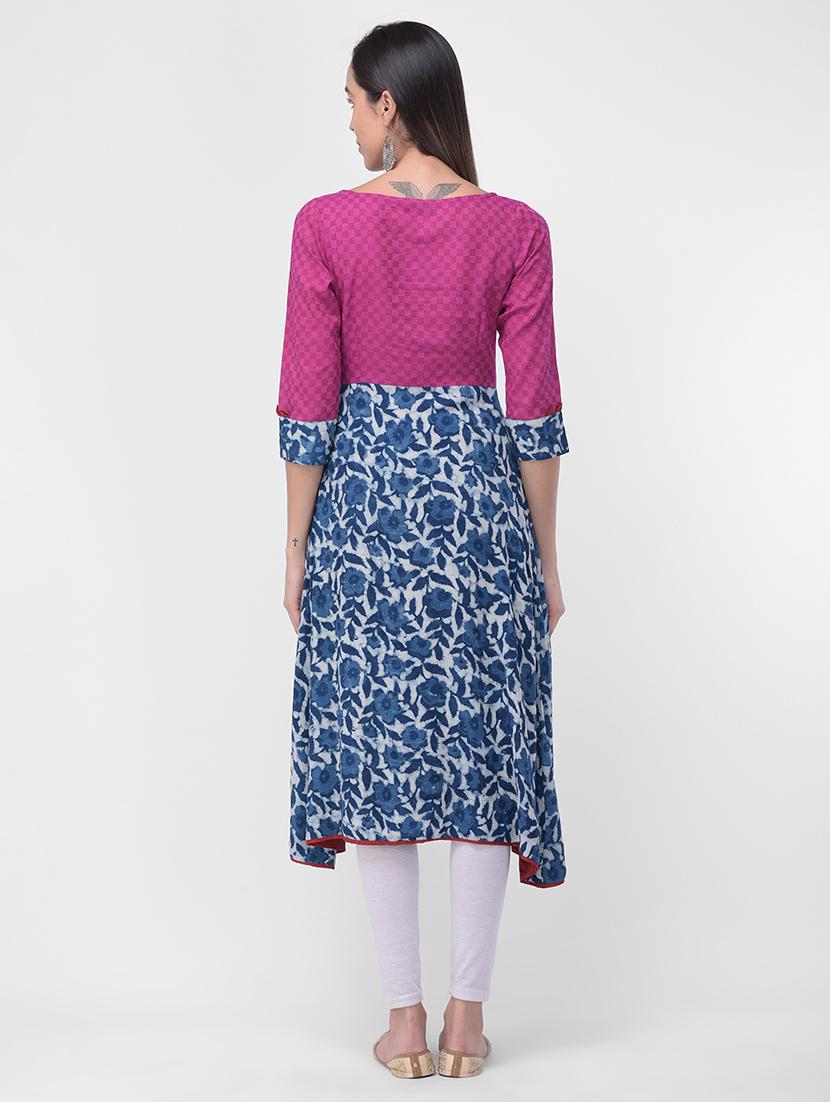 indigo a-line kurta - 16700093 - Standard Image - 2