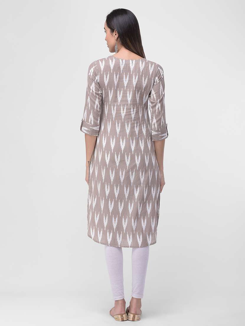 ikat straight kurta - 16700095 -  Standard Image - 2