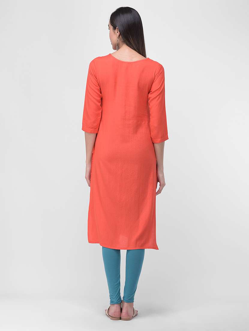 embroidered straight kurta - 16700143 -  Standard Image - 2