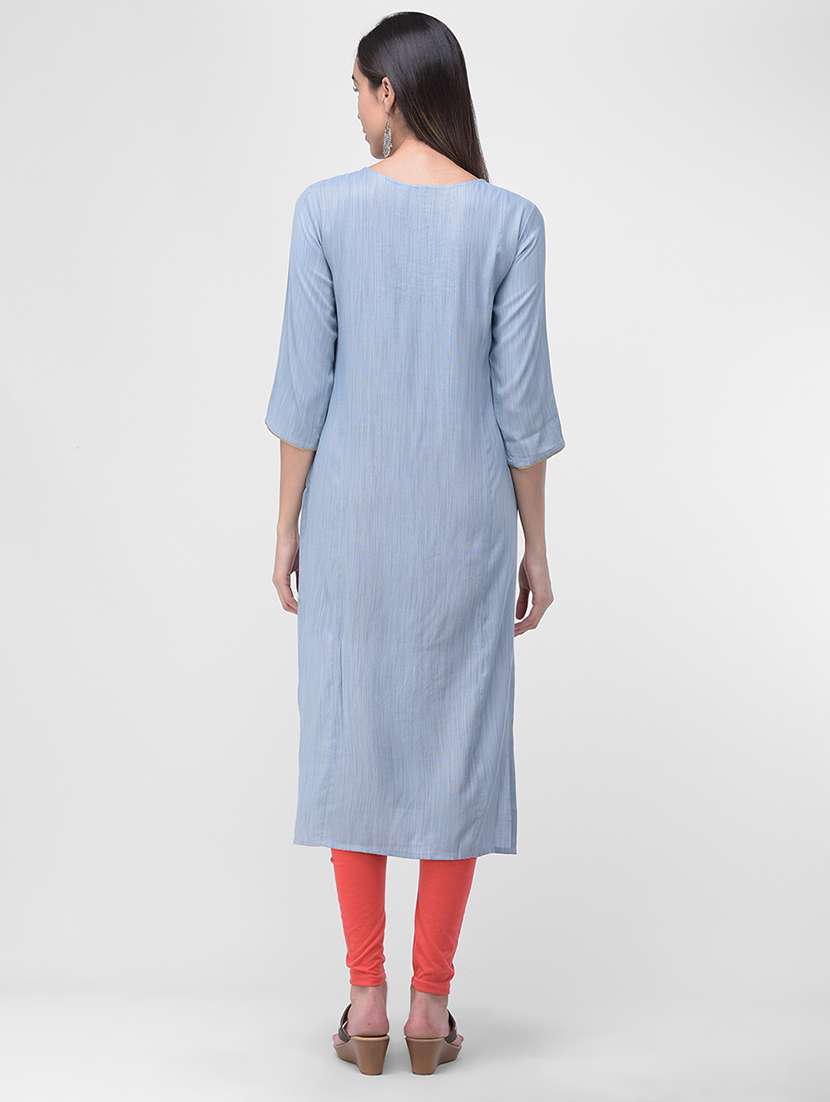 embroidered straight kurta - 16700153 -  Standard Image - 2