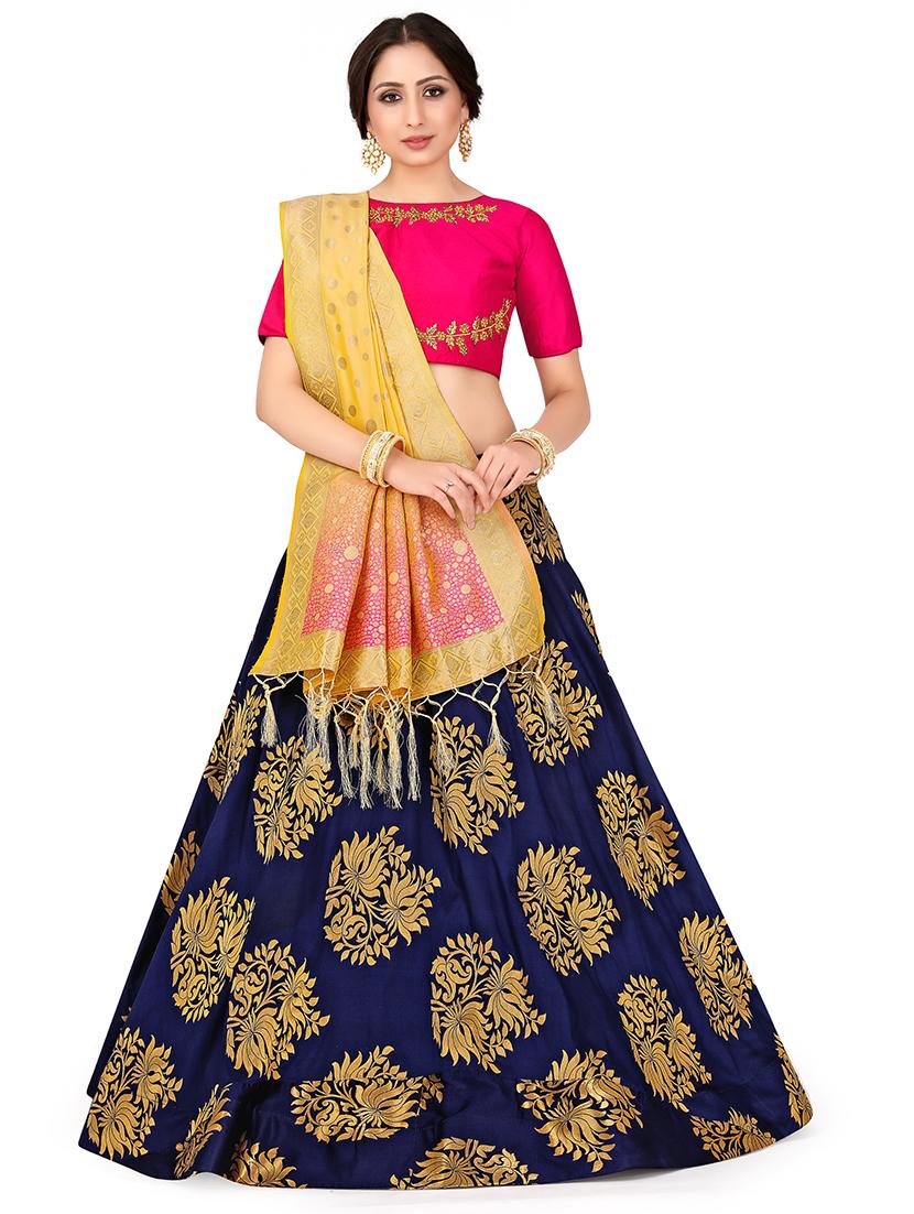 foil print contrast flared lehenga