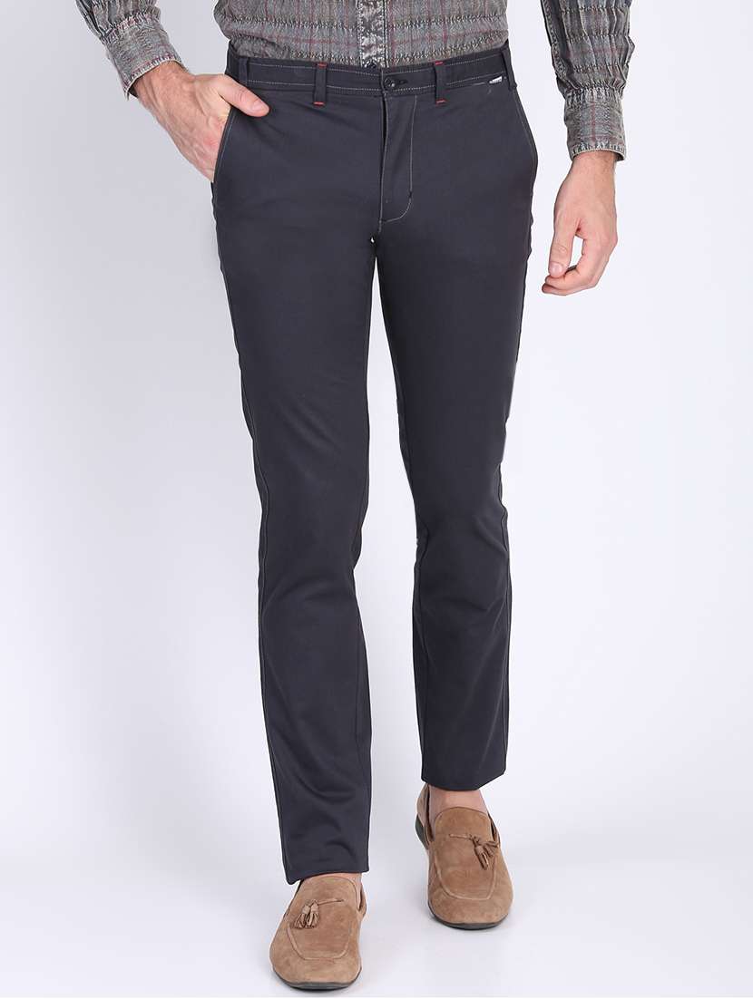 grey solid chinos