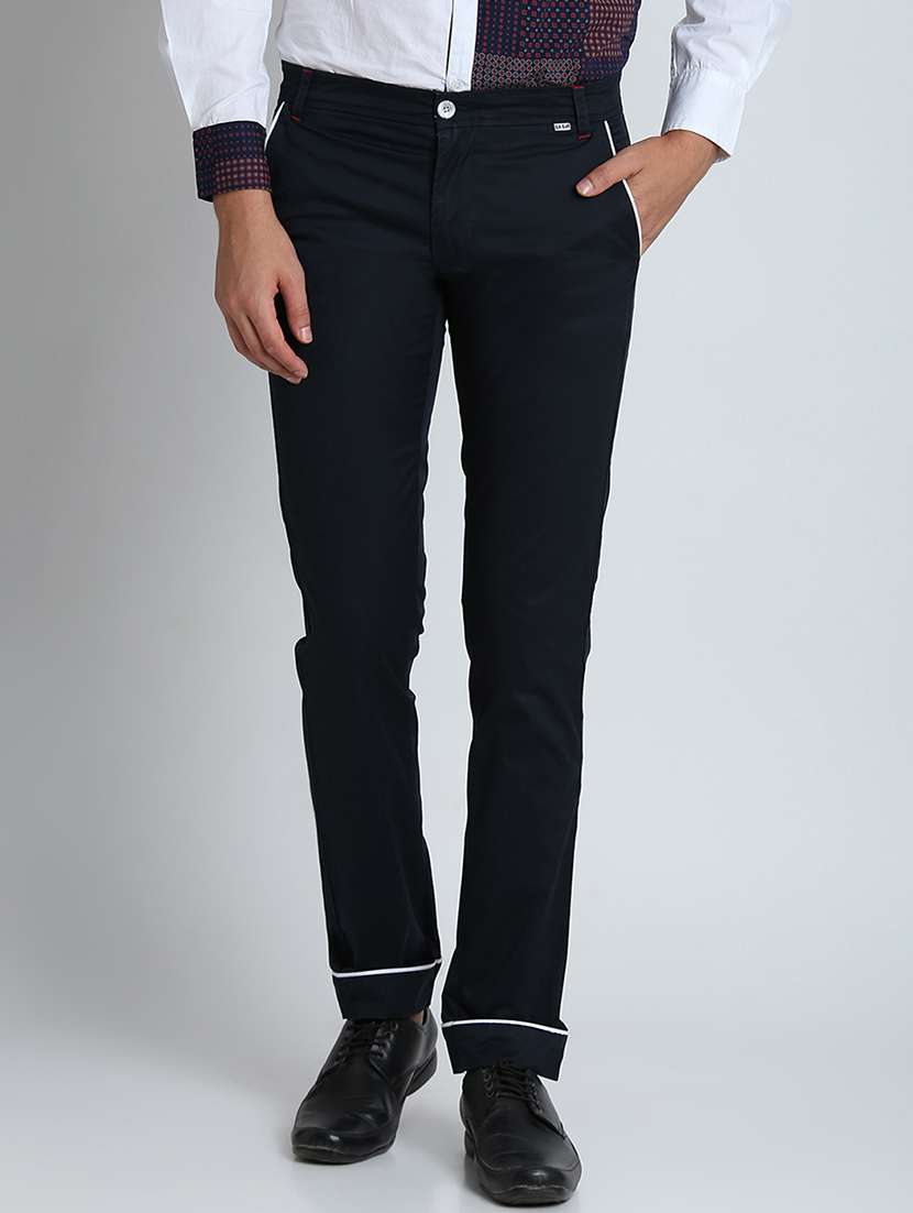 dark blue solid chinos