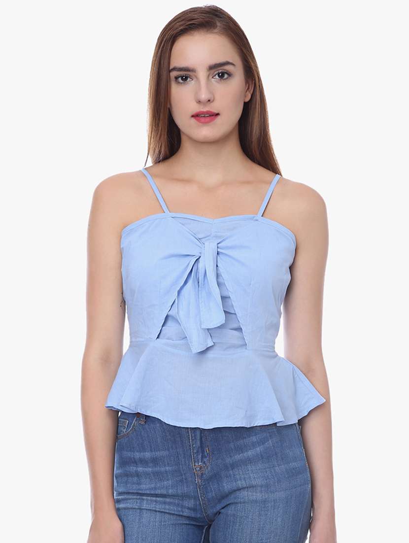 shoulder strap tie front top 