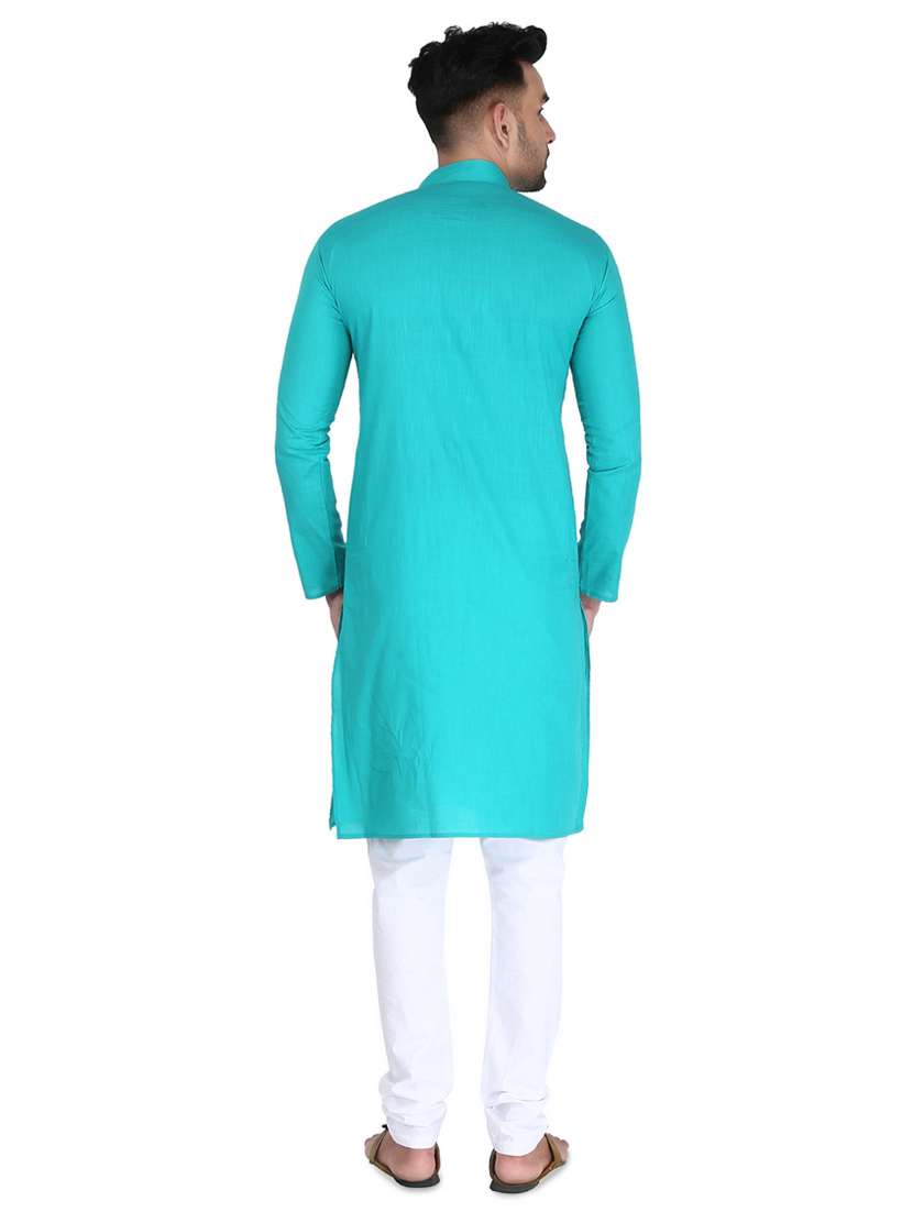 green solid long kurta - 16705560 - Standard Image - 2