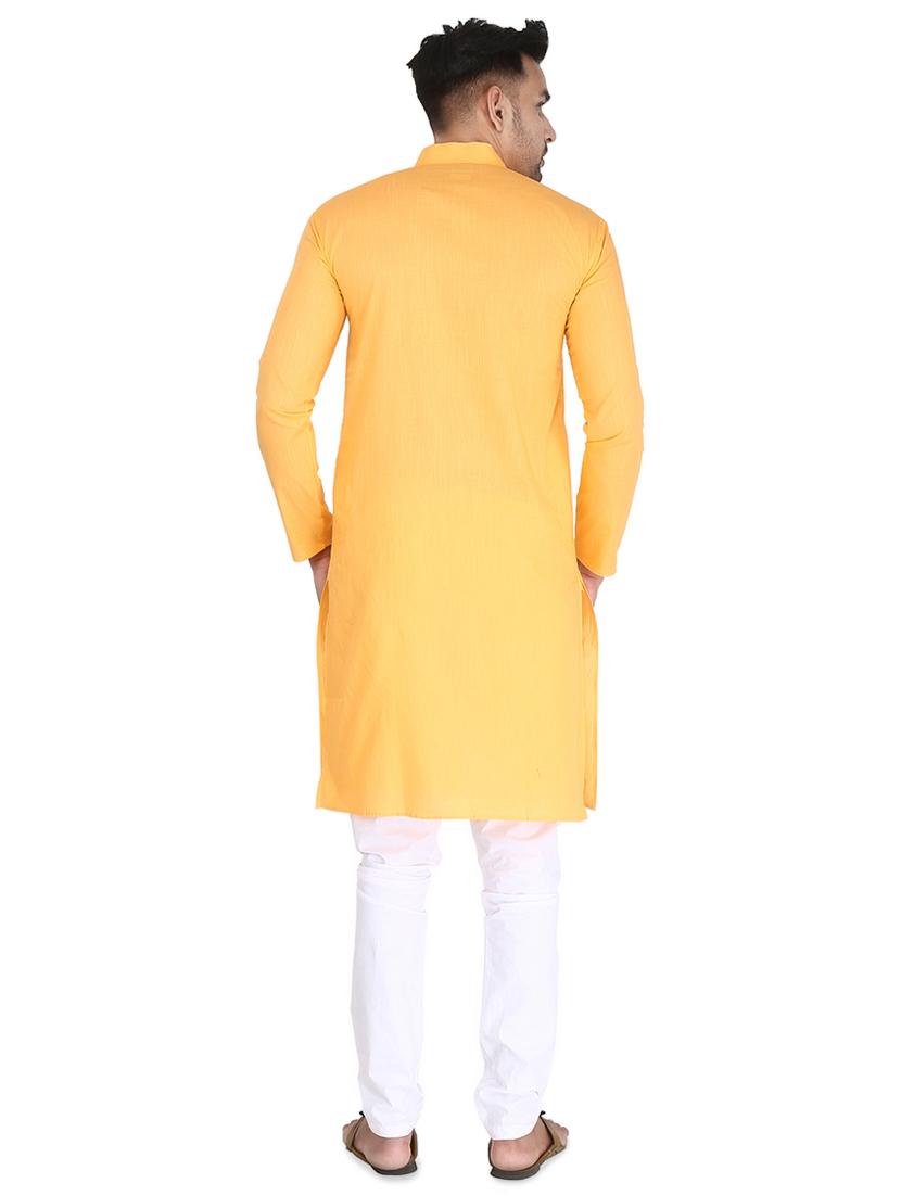 yellow solid long kurta - 16705561 - Standard Image - 2