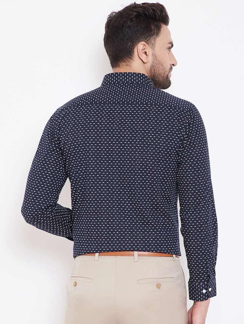 navy blue printed formal shirt - 16706040 -  Standard Image - 2