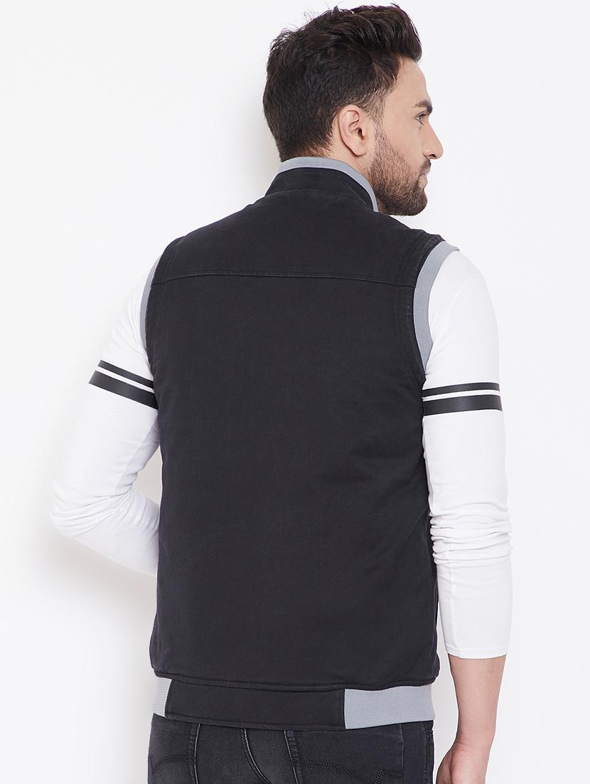 black solid casual jacket - 16706045 - Standard Image - 2