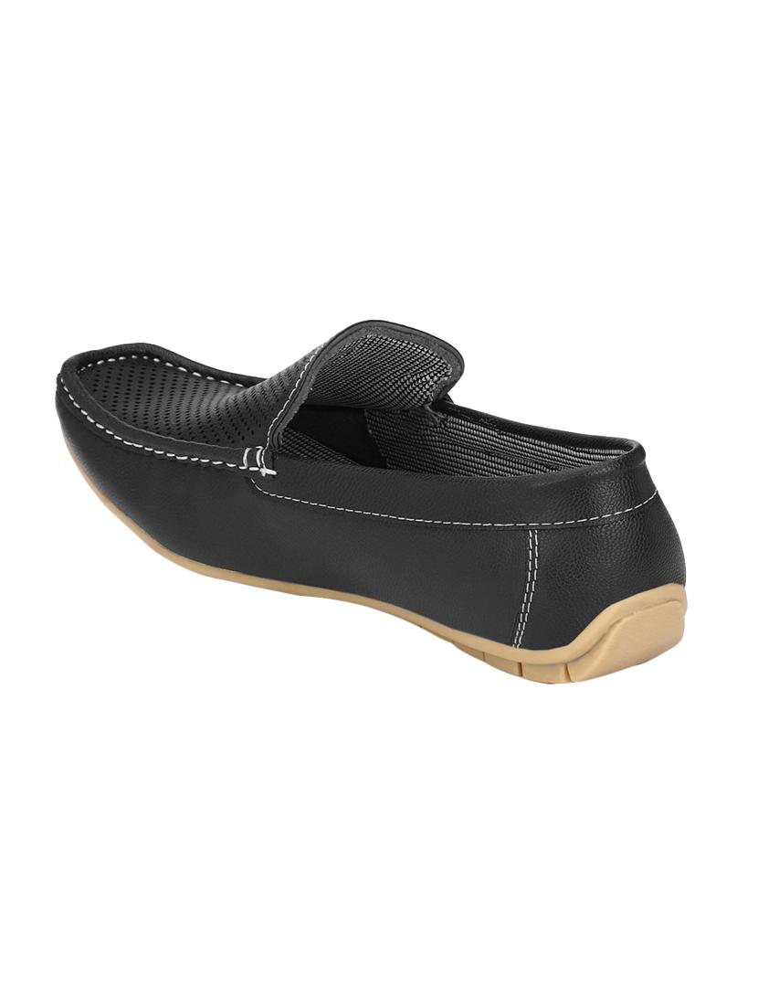 black leatherette slip on loafers - 16707956 - Standard Image - 2