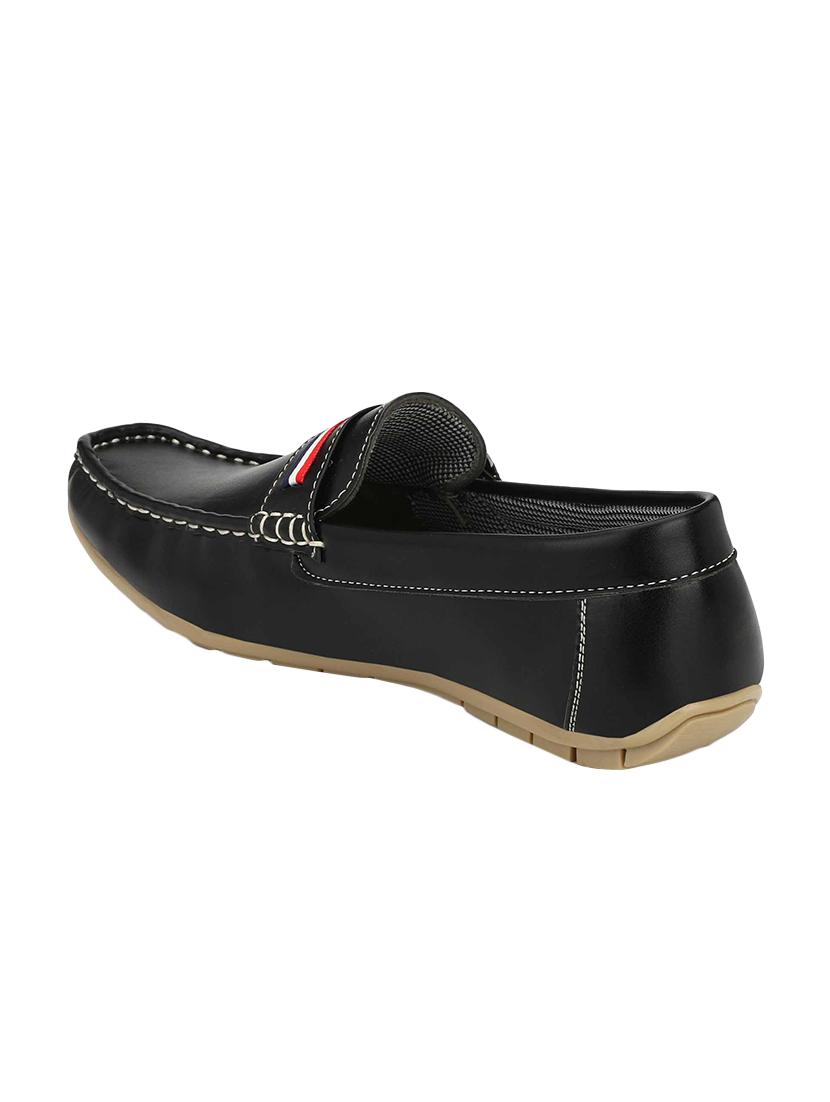 black leatherette slip on loafers - 16707976 - Standard Image - 2