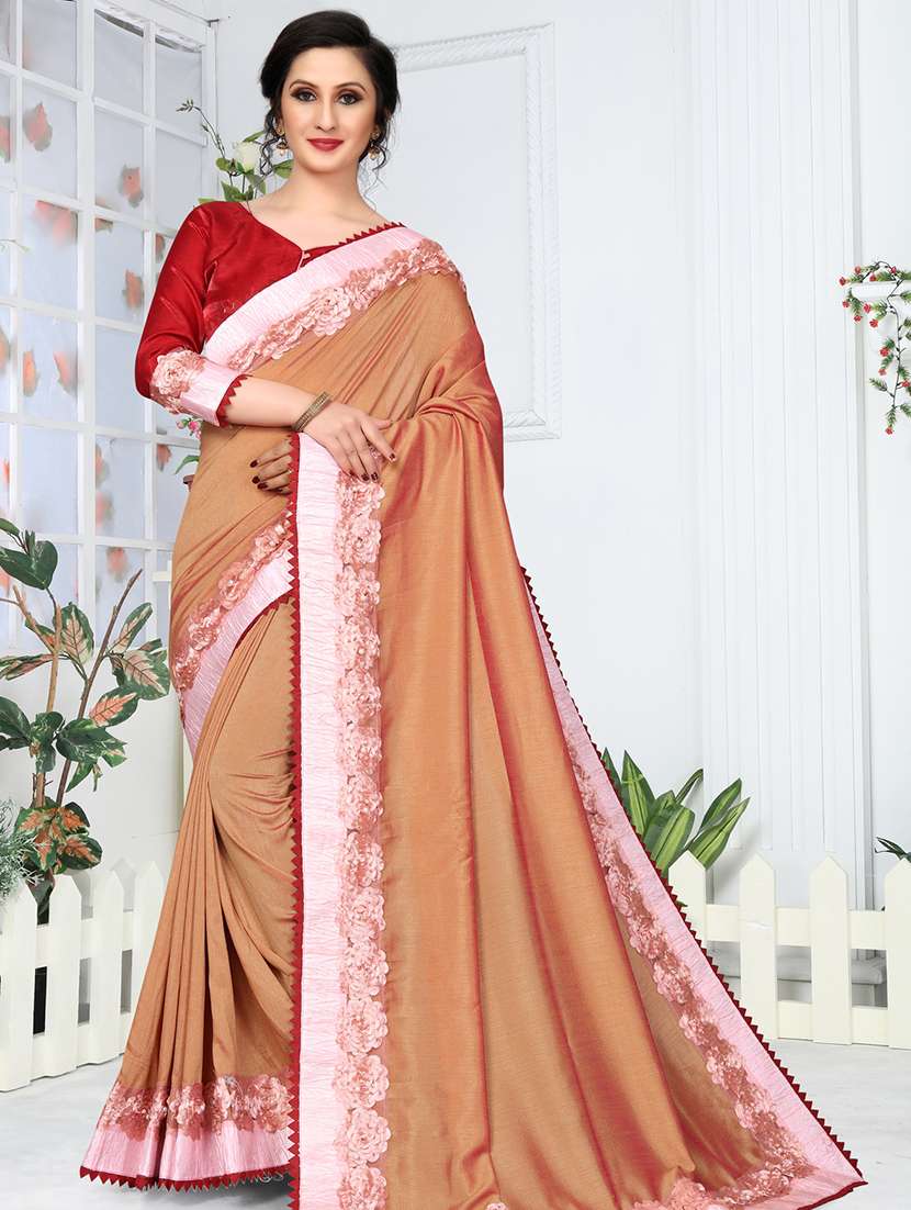 solid bordered saree with blouse