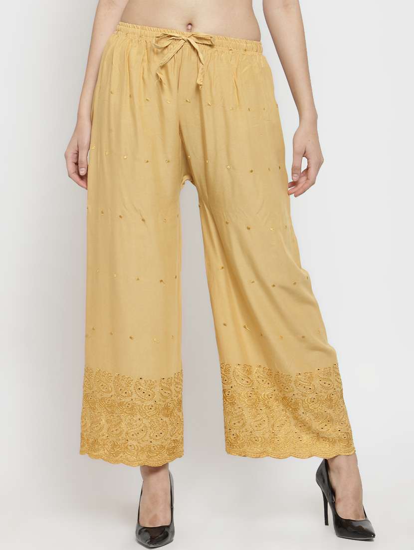 tie front embroidered palazzo 