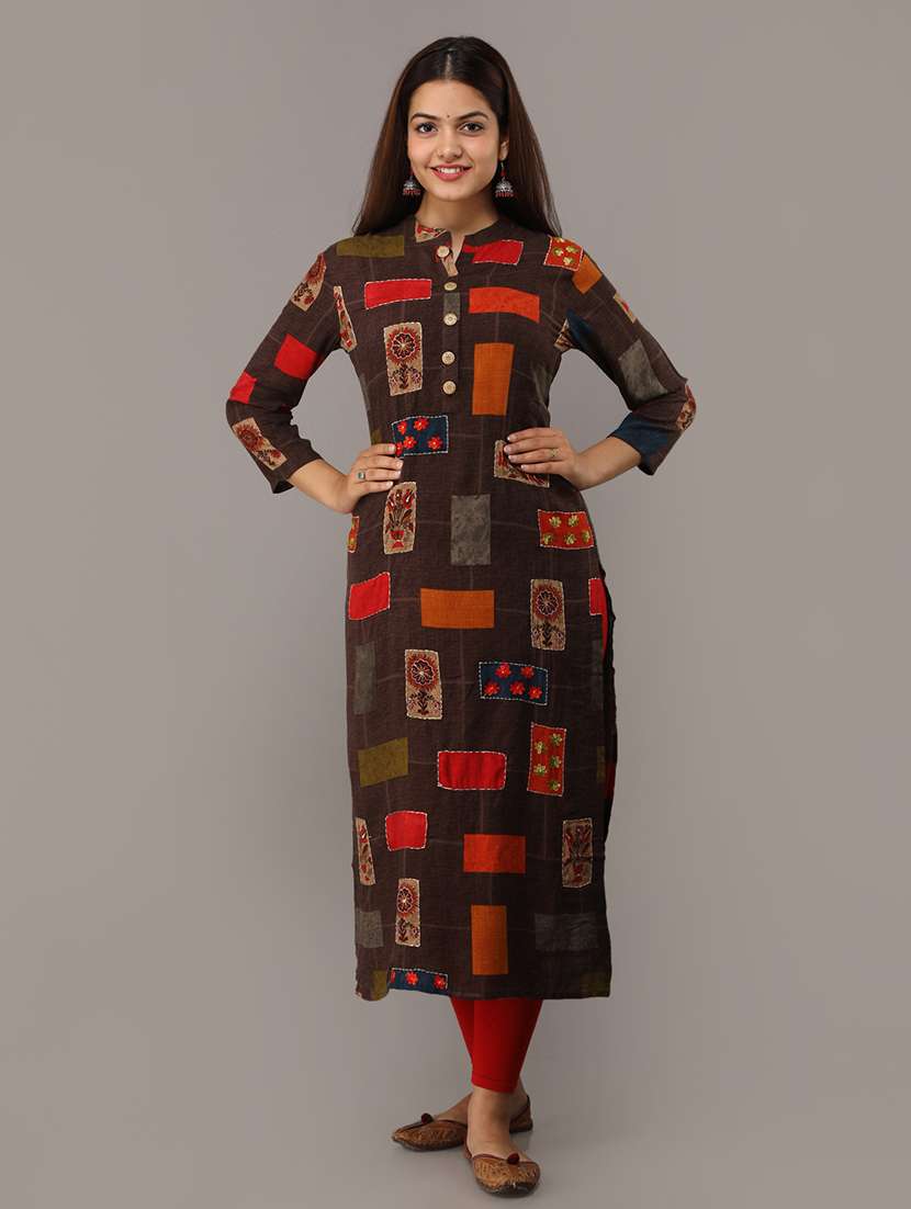 printed straight kurta
