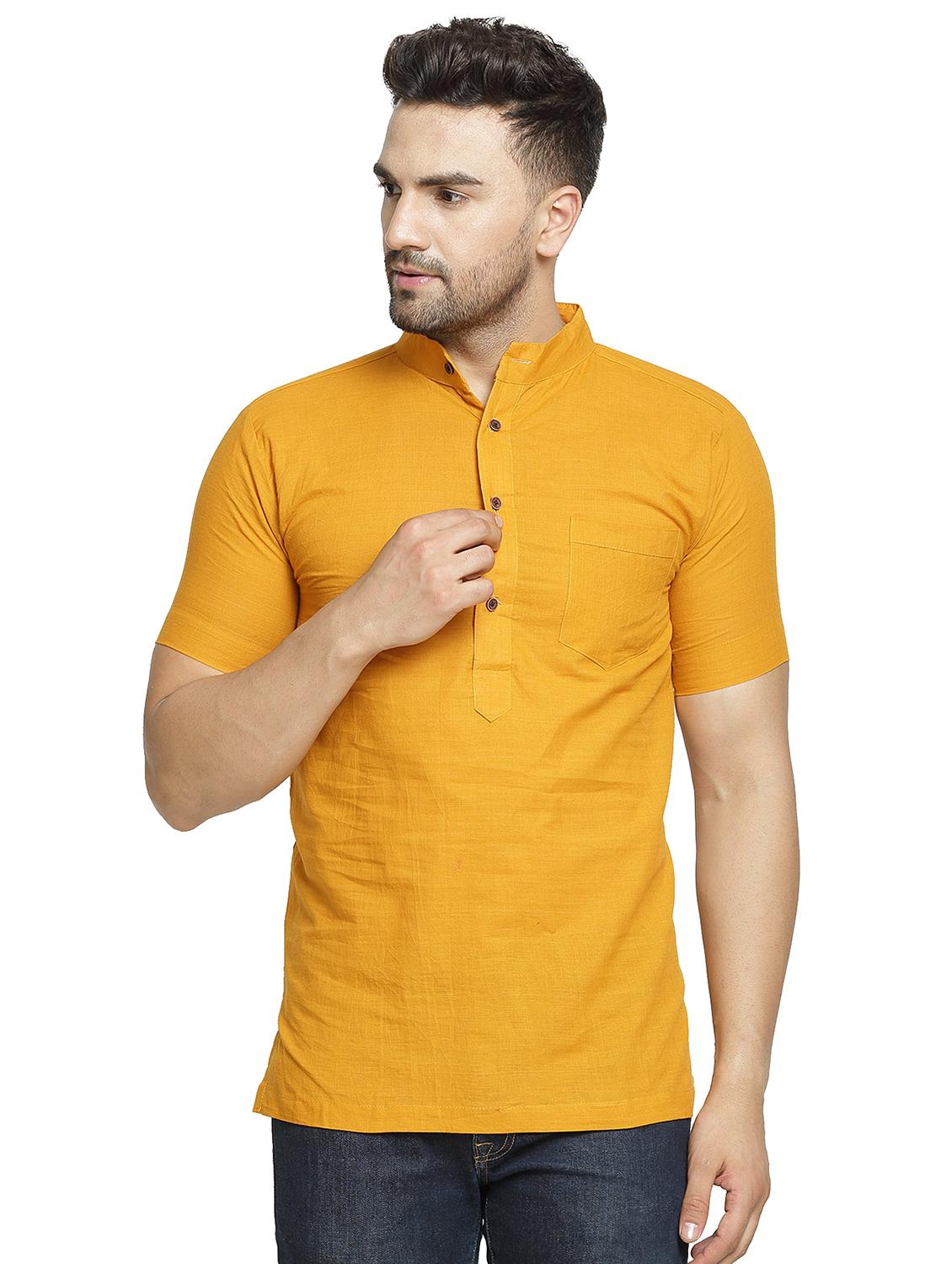 orange solid short kurta