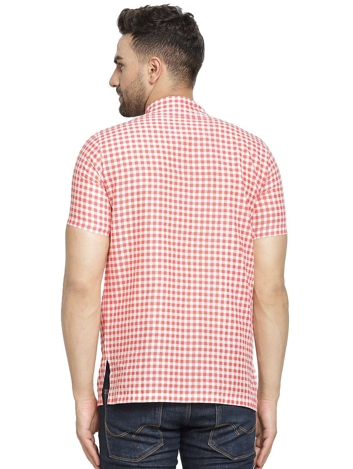 red checkered short kurta - 16708920 -  Standard Image - 2